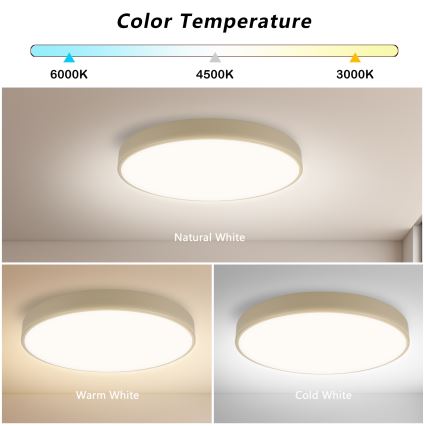 Brilagi - Dimbare Plafondlamp POOL LED/48W/230V 3000-6000K Ø 40 cm beige + afstandsbediening