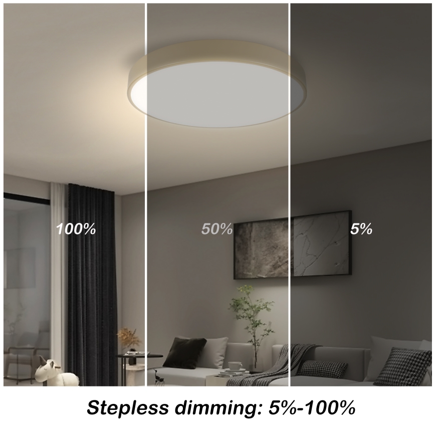 Brilagi - Dimbare Plafondlamp POOL LED/48W/230V 3000-6000K Ø 40 cm beige + afstandsbediening