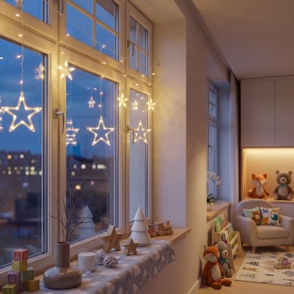 BRILAGI - LED Kerst Lichtgordijn 77xLED/3xAA/USB 1,8m warm wit
