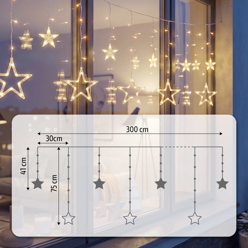 BRILAGI - LED Kerst Lichtgordijn voor buiten 123xLED/3xAA/USB 3m IP44 warm wit