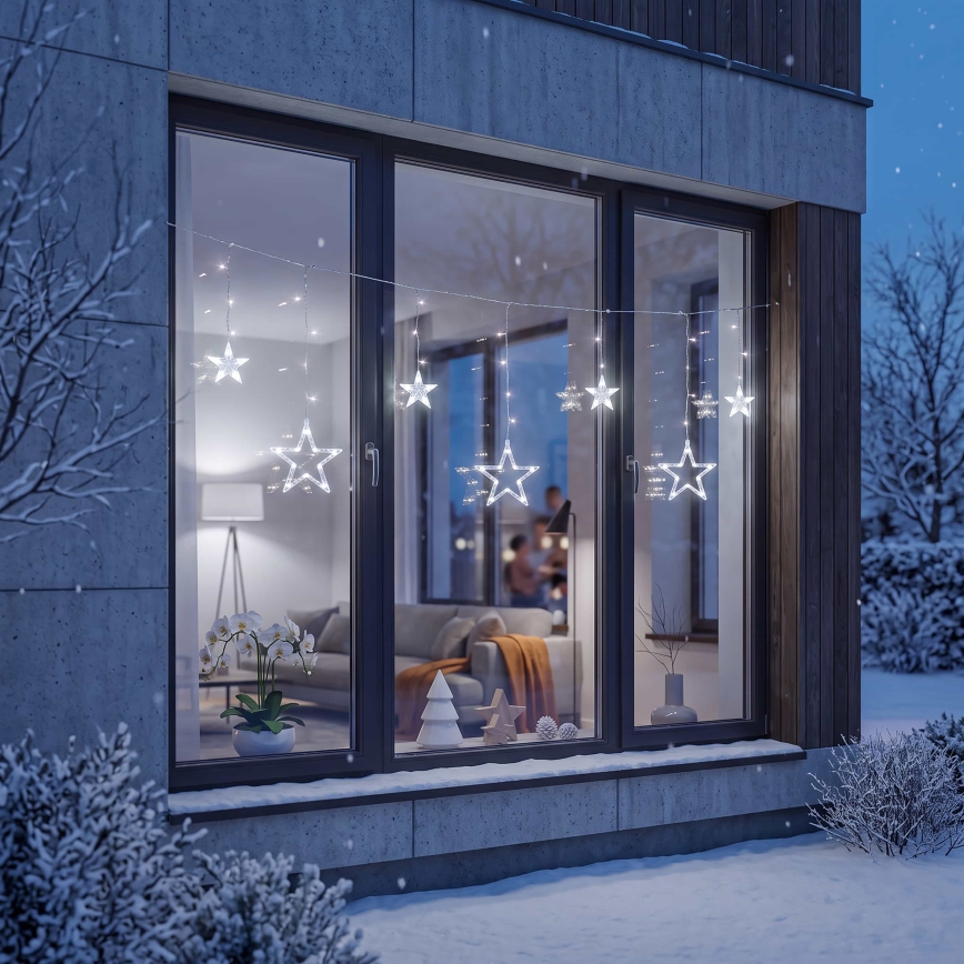 BRILAGI - LED Kerst Lichtgordijn voor buiten 77xLED/3xAA/USB 1,8m IP44 koud wit