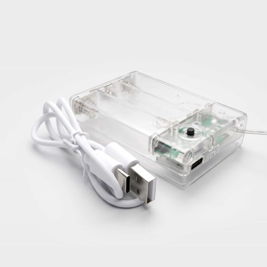 BRILAGI - LED Kerst Lichtketting 77xLED/3xAA/USB 1,8m cool wit