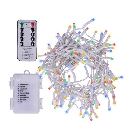 Brilagi - LED Kerst Lichtketting voor Buiten 120xLED/8 functies/3xAA 9,5m IP44 meerdere kleuren + afstandsbediening