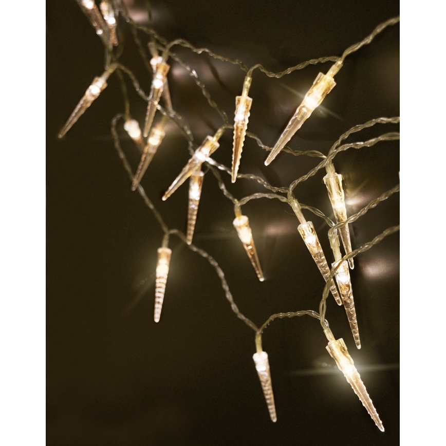 Brilagi - LED Kerst Lichtketting voor Buiten 50xLED/8 functies/3xAA 8m IP44 warm wit
