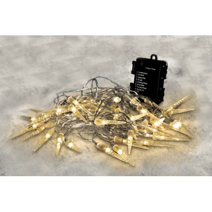 Brilagi - LED Kerst Lichtketting voor Buiten 50xLED/8 functies/3xAA 8m IP44 warm wit