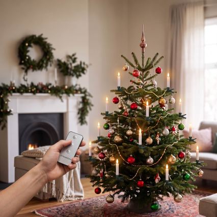 BRILAGI - LED kerstboomverlichting 10xLED/10xAAA wit + afstandsbediening