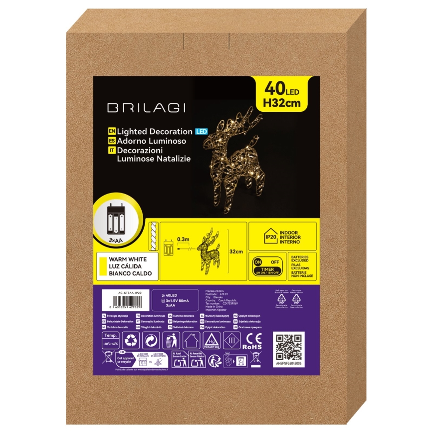 BRILAGI - LED kerstdecoratie 40xLED/3xAA IP20 warm wit