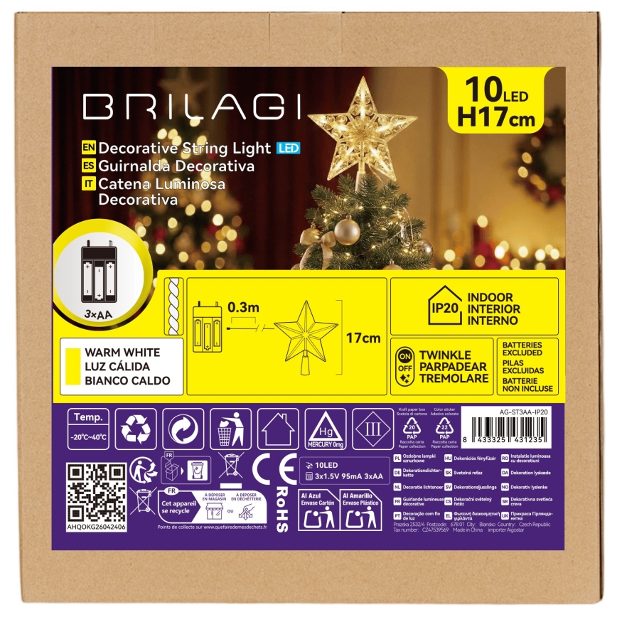 BRILAGI - LED kerstdecoratie LED/3xAA 17 cm ster warm wit