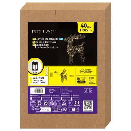 BRILAGI - LED Kerstdecoratie LED/3xAA 32 cm rendier warm wit
