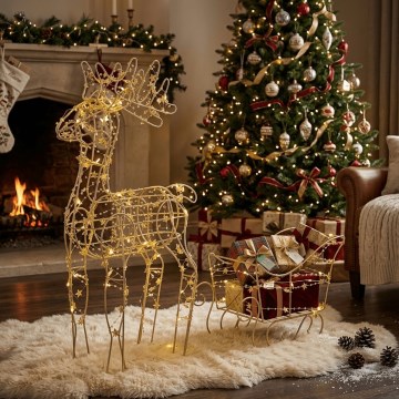 BRILAGI - LED kerstdecoratie LED/3xAA 46 cm rendier met slee warm wit