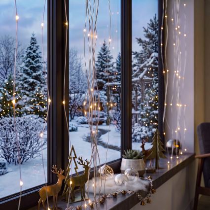 BRILAGI - LED kerstgordijn 300xLED/8 functies/3xAA/USB 1,2m warm wit