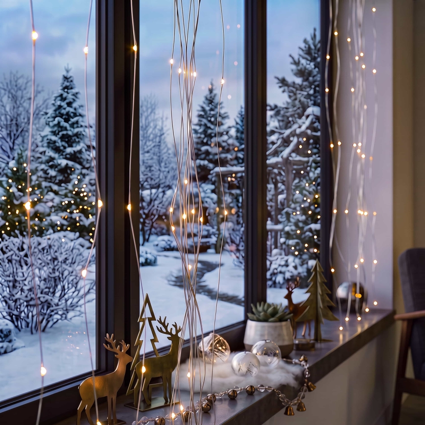 BRILAGI - LED kerstgordijn 300xLED/8 functies/3xAA/USB 1,2m warm wit