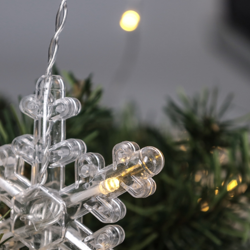 BRILAGI - LED Kerstgordijn 77xLED/3xAA/USB 3,8m sneeuwvlokjes warm wit
