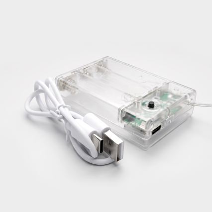 BRILAGI - LED kerstgordijn 77xLED/3xAA/USB 3,8m sneeuwvlokken koud wit