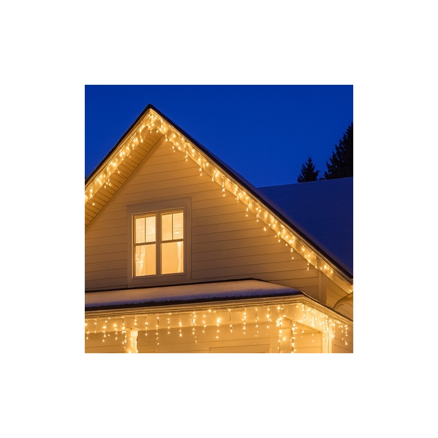 Brilagi - LED kerstgordijn voor buiten, 360×LED, 8 functies, 14 m, IP44, warm wit, ijspegels