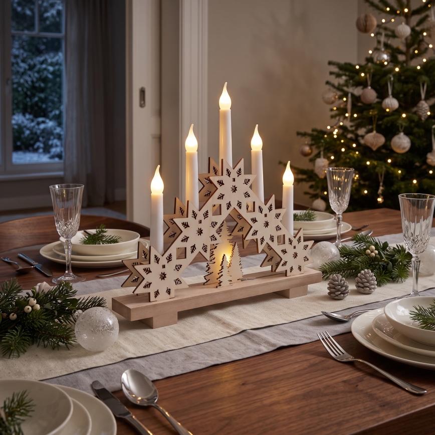 BRILAGI - LED kerstkandelaar 5xLED/2xAA beige