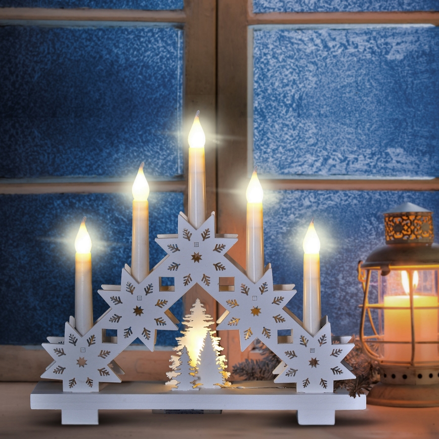 BRILAGI - LED kerstkandelaar 5xLED/2xAA wit