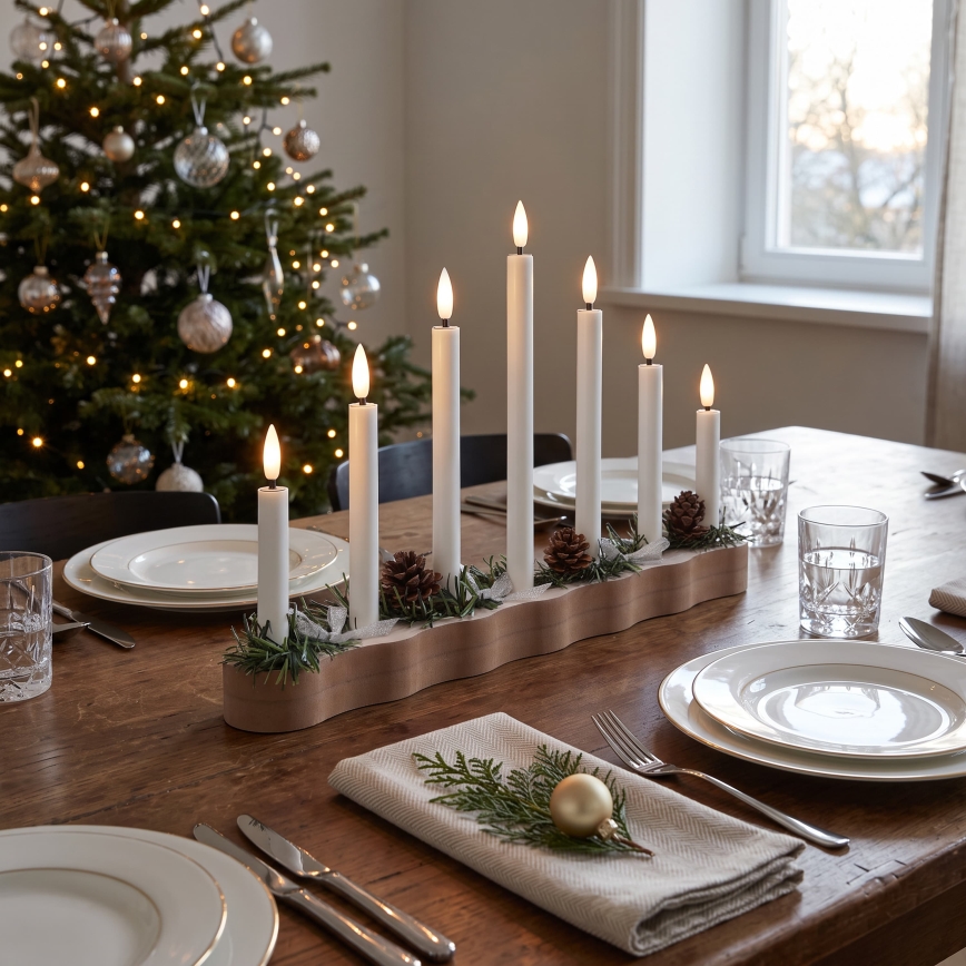 BRILAGI - LED kerstkandelaar 7xLED/2xAA beige/wit