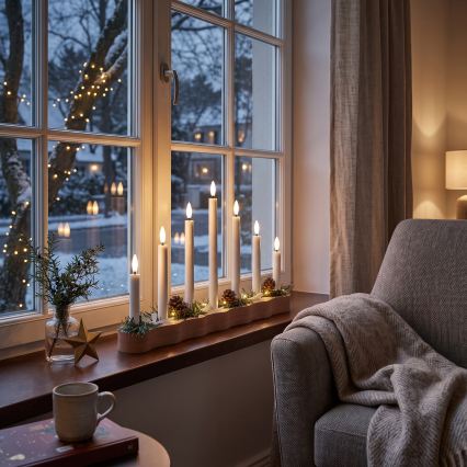 BRILAGI - LED kerstkandelaar 7xLED/2xAA beige/wit