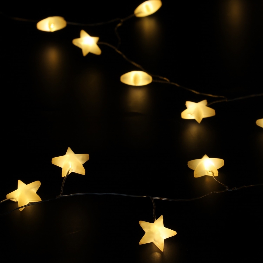 Brilagi - LED-kerstsnoer 40xLED/3xAA 1,8m warm wit sterren