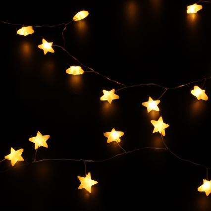 Brilagi - LED-kerstsnoer 40xLED/3xAA 1,8m warm wit sterren