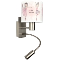 Brilagi - LED kinder flexibele wandlamp BOBO 1xE27/25W/230V + LED/3W mat chroom/wit/roze/balletschoenen