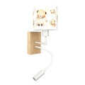 Brilagi - LED kinder flexibele wandlamp BOBO WOOD 1xE27/25W/230V + LED/3W eiken/wit/beertjes