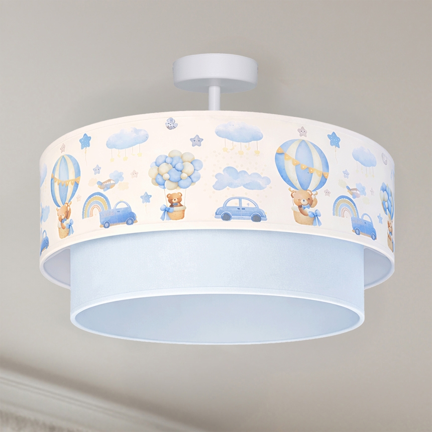 Brilagi - LED kinder-opbouwplafondlamp BOBO 1xE27/10W/230V Ø 40 cm crème/blauw met beertjes