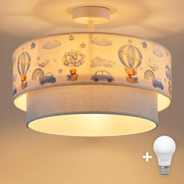 Brilagi-LED Kinder opbouwplafondlamp BOBO 1xE27/60W/230V pr.40cm crème/blauw/beer