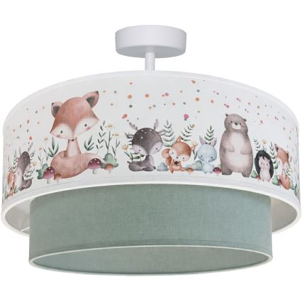 Brilagi - LED opbouwplafondlamp voor kinderen BOBO 1xE27/60W/230V Ø 40 cm wit/groen/met dierenmotief