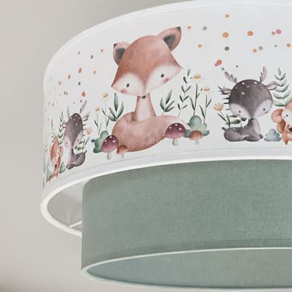 Brilagi - LED opbouwplafondlamp voor kinderen BOBO 1xE27/60W/230V Ø 40 cm wit/groen/met dierenmotief