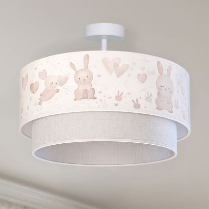 Brilagi - LED kinderplafonnière BOBO 1xE27/60W/230V Ø 40 cm crème/grijs/konijntjes