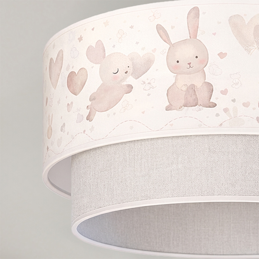 Brilagi - LED kinderplafonnière BOBO 1xE27/60W/230V Ø 40 cm crème/grijs/konijntjes