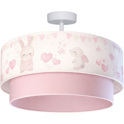 Brilagi - LED kinder-opbouwlamp BOBO 1xE27/60W/230V Ø 40 cm crème/roze/konijntjes
