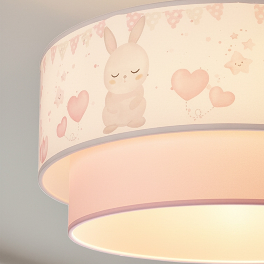 Brilagi - LED kinder-opbouwlamp BOBO 1xE27/60W/230V Ø 40 cm crème/roze/konijntjes