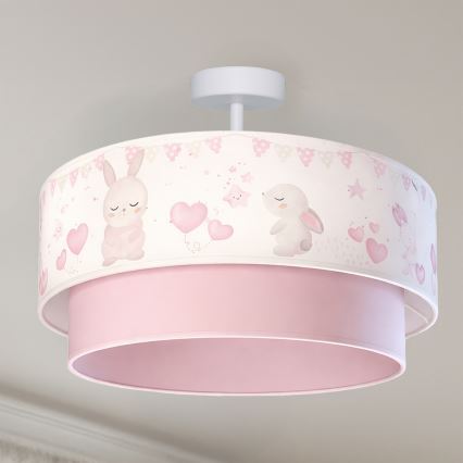 Brilagi - LED kinder-opbouwlamp BOBO 1xE27/60W/230V Ø 40 cm crème/roze/konijntjes