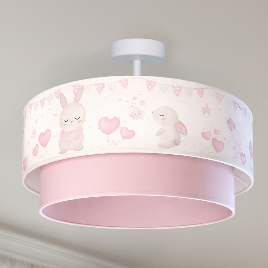 Brilagi - LED kinder-opbouwlamp BOBO 1xE27/60W/230V Ø 40 cm crème/roze/konijntjes
