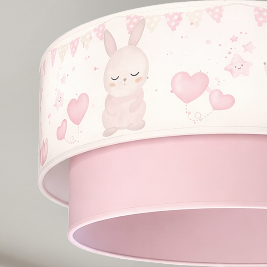 Brilagi - LED kinder-opbouwlamp BOBO 1xE27/60W/230V Ø 40 cm crème/roze/konijntjes