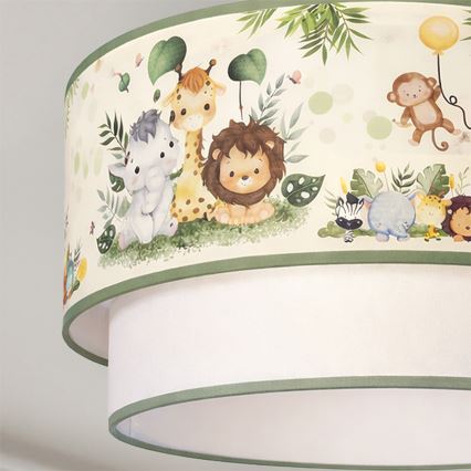 Brilagi - LED plafonnière voor kinderen BOBO 1xE27/10W/230V Ø 40 cm crème/groen/jungle