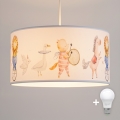 Brilagi - LED-kinderhanglamp aan kabel BOBO 1xE27/10W/230V Ø 35 cm wit/dieren