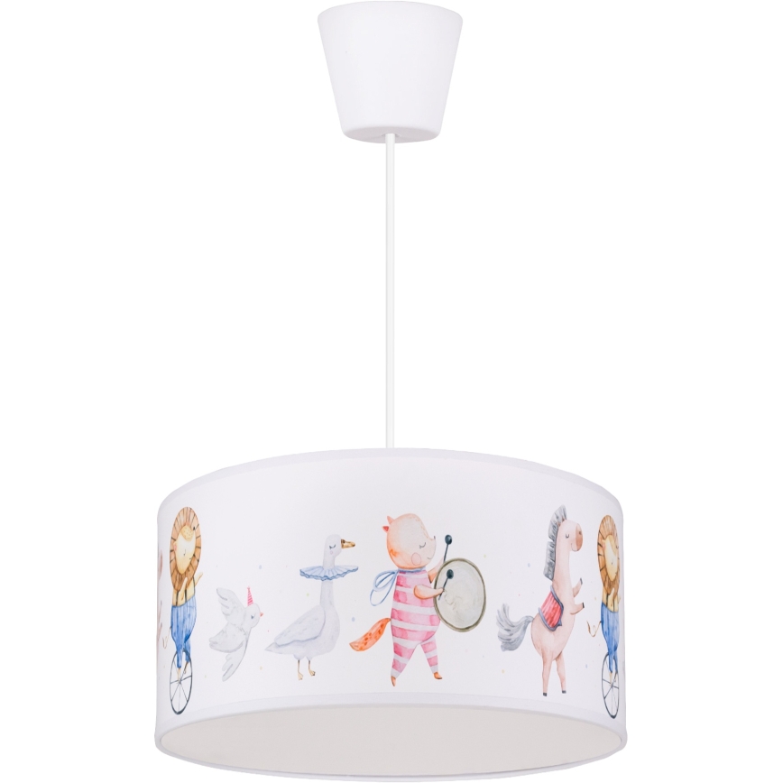 Brilagi - LED-kinderhanglamp aan kabel BOBO 1xE27/10W/230V Ø 35 cm wit/dieren