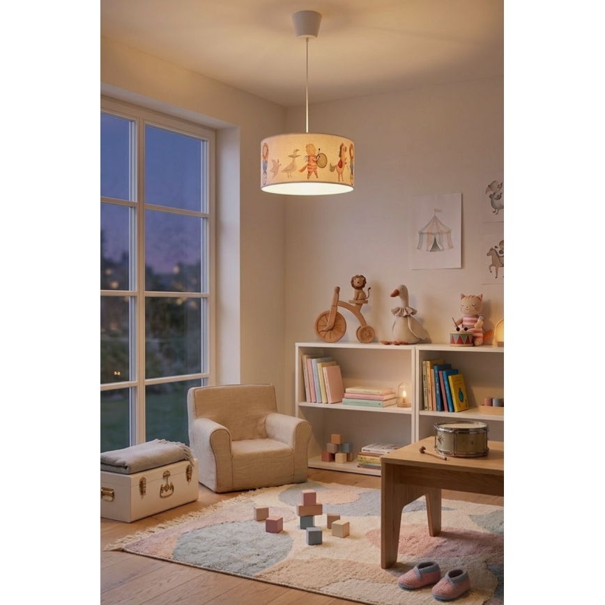 Brilagi - LED-kinderhanglamp aan kabel BOBO 1xE27/10W/230V Ø 35 cm wit/dieren