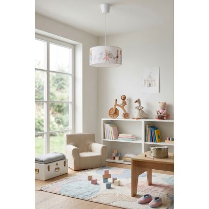 Brilagi - LED-kinderhanglamp aan kabel BOBO 1xE27/10W/230V Ø 35 cm wit/dieren