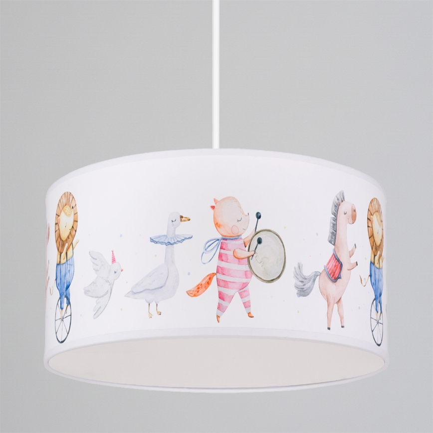 Brilagi - LED-kinderhanglamp aan kabel BOBO 1xE27/10W/230V Ø 35 cm wit/dieren