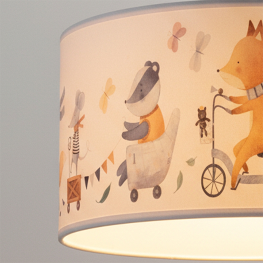 Brilagi - LED-kinderhanglamp aan kabel BOBO 1xE27/10W/230V Ø 35 cm wit/dieren