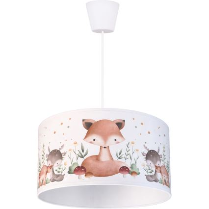 Brilagi - LED kinderhanglamp aan kabel BOBO 1xE27/10W/230V Ø 35 cm wit/dierenmotief