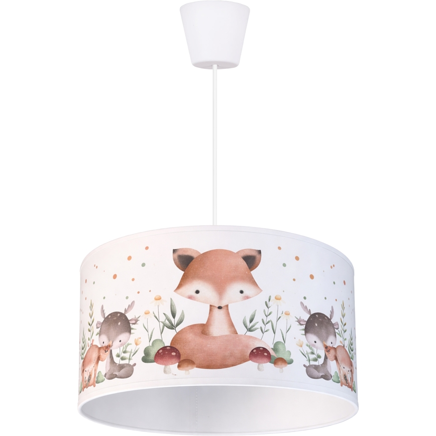Brilagi - LED kinderhanglamp aan kabel BOBO 1xE27/10W/230V Ø 35 cm wit/dierenmotief