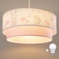 Brilagi - LED kinderhanglamp aan kabel BOBO 1xE27/10W/230V Ø 40 cm crème/roze/konijntjes