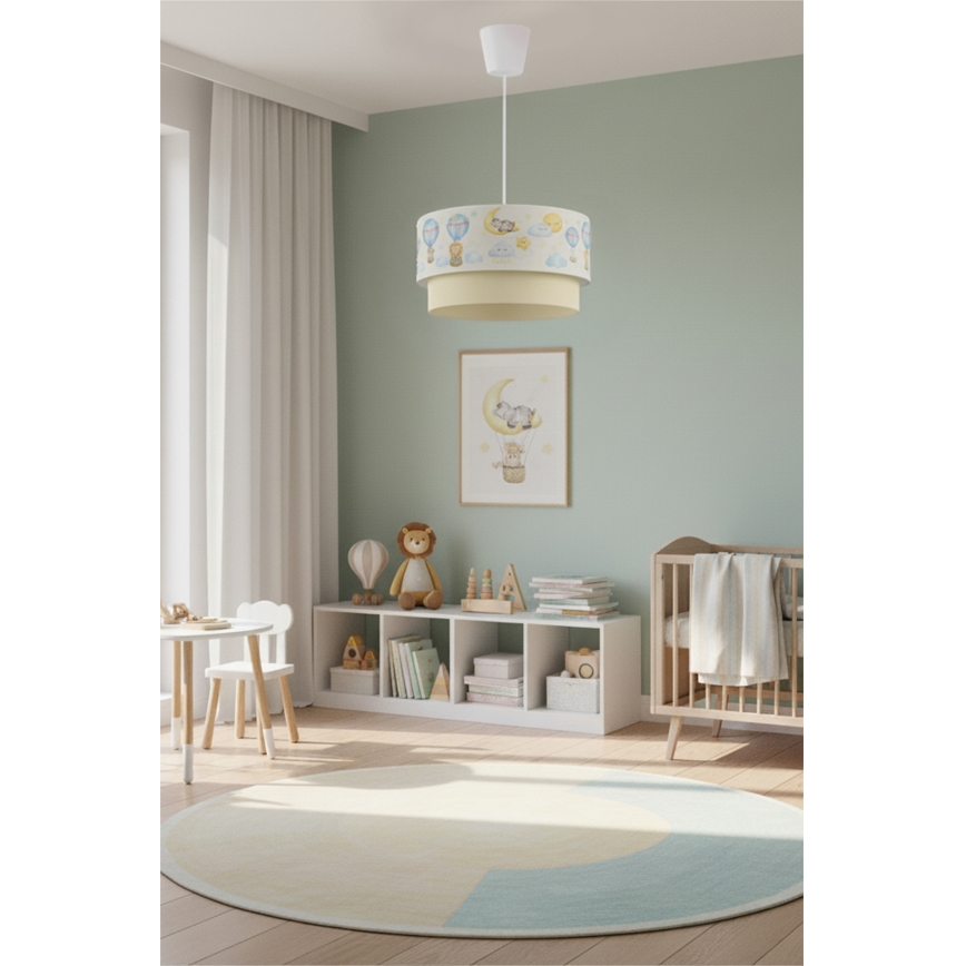 Brilagi - LED kinderhanglamp aan kabel BOBO 1xE27/10W/230V pr. 40 cm wit/beige/met dierenmotief
