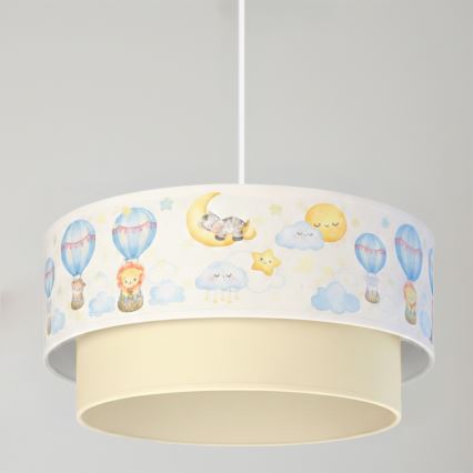 Brilagi - LED kinderhanglamp aan kabel BOBO 1xE27/10W/230V pr. 40 cm wit/beige/met dierenmotief